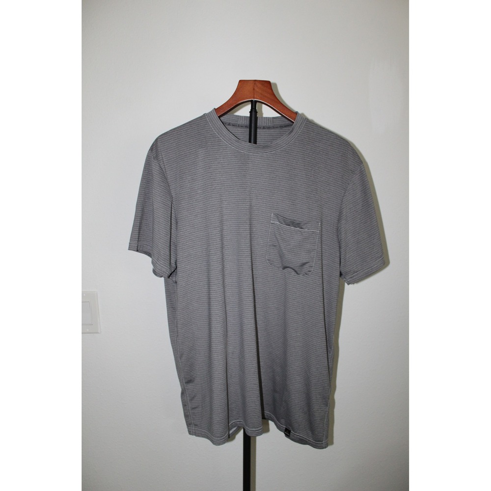 Prana Gana Crew Neck Grey Micro Stripe Pocket T-Shirt Mens Large M1GANA116